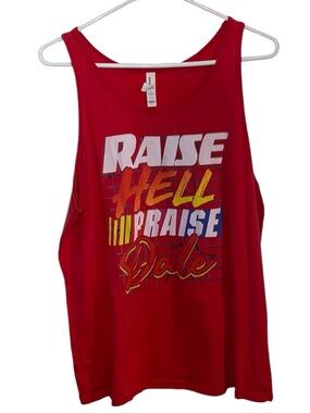 Red Raise Hell Praise Dale graphic tank top NASCAR Dale Earnhardt Summer